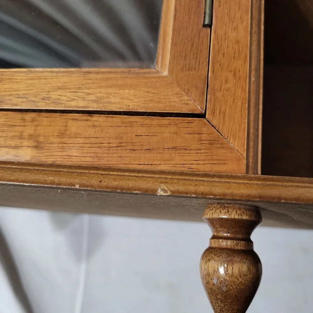 VTG Wall Mount or Table Top Mini Wood Curio Cabinet Glass Door Trinket Display